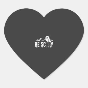 Be Scary Halloween Ghost Bat Design_1 Heart Sticker