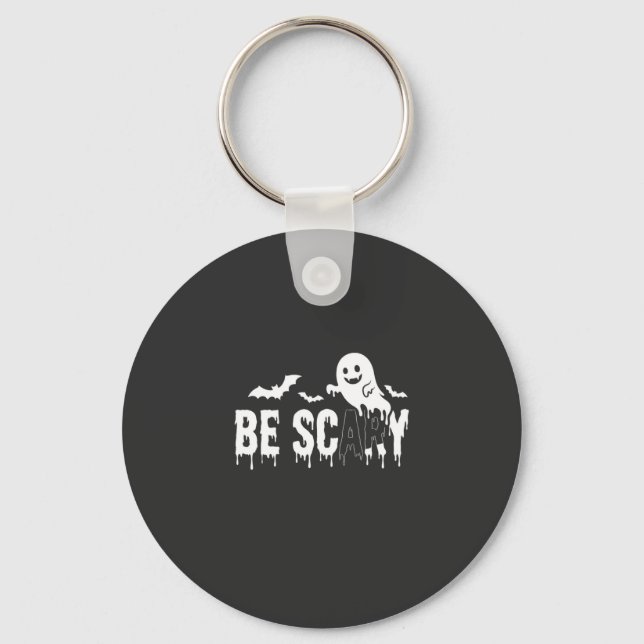 Be Scary Halloween Ghost Bat Design_1 Keychain (Front)