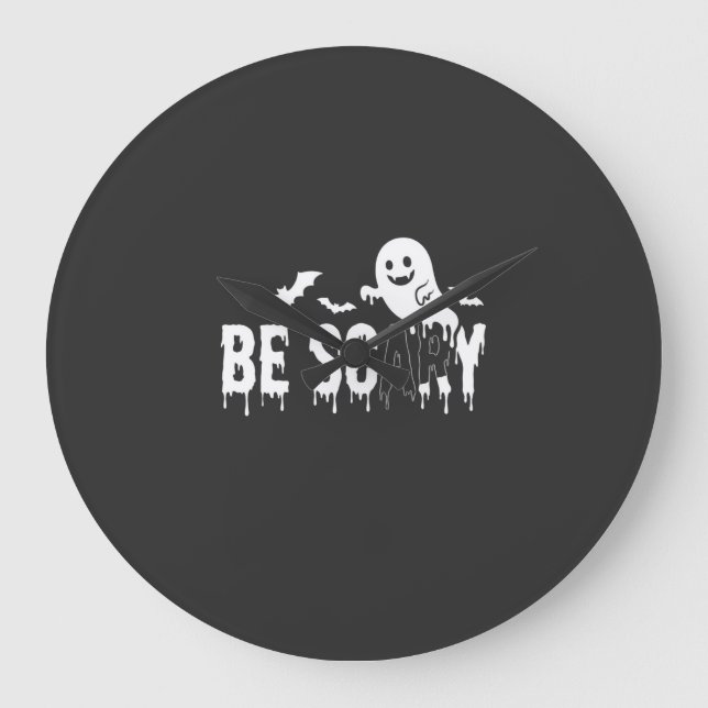 Be Scary Halloween Ghost Bat Design_1 Large Clock (Front)