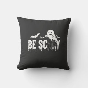 Be Scary Halloween Ghost Bat Design_1 Throw Pillow