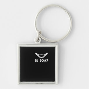 Be Scary Halloween Skeleton Over Heart Keychain