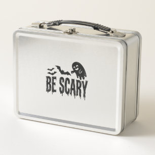 Be Scary Vintage Ghost Bat Halloween Shirt Design_ Metal Lunch Box