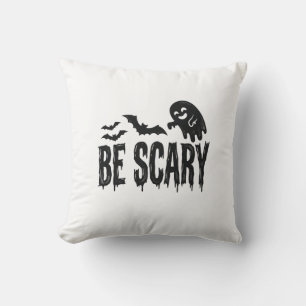 Be Scary Vintage Ghost Bat Halloween Shirt Design_ Throw Pillow