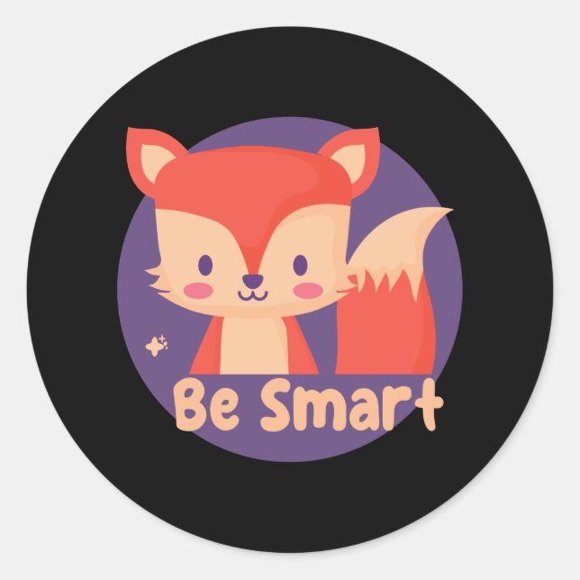 Be Smart Kawaii Funny Cute Baby Fox Red Colour Classic Round Sticker (Front)