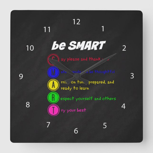 Be Smart Square Wall Clock (Front)