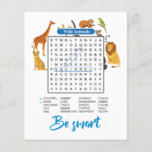 Be Smart – Wild Animals Word Search