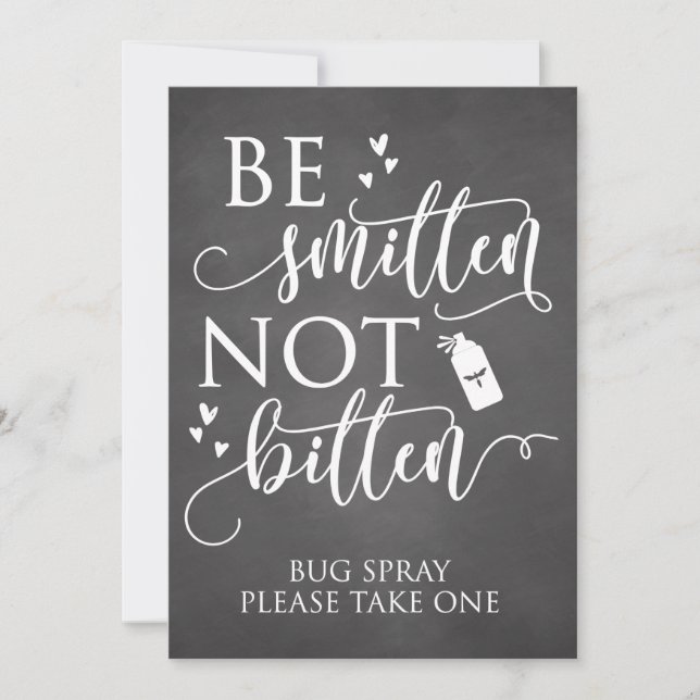 Be Smitten Not Bitten Bug Spray Wedding Decor Sign (Front)