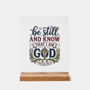 Be Still And Know Christian Psalm 460 Shirt Acrylic Sign