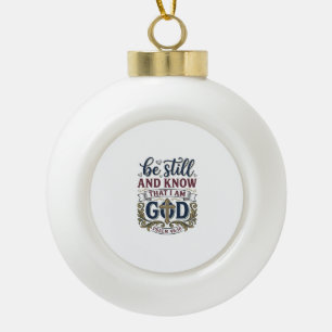 Be Still And Know Christian Psalm 460 Shirt Ceramic Ball Christmas Ornament