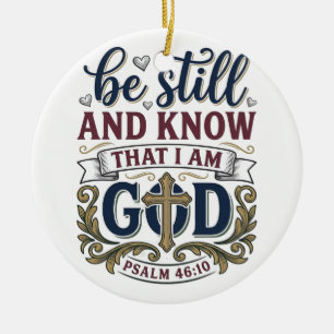 Be Still And Know Christian Psalm 460 Shirt Ceramic Ornament