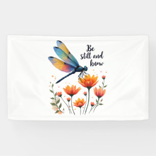 Be still and know Floral Dragonfly Christian Summe Banner