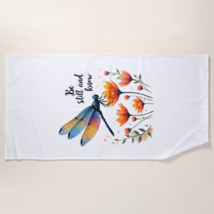 Be still and know Floral Dragonfly Christian Summe Beach Towel