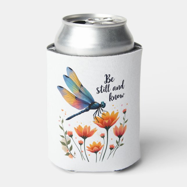 Be still and know Floral Dragonfly Christian Summe Can Cooler (Can Front)