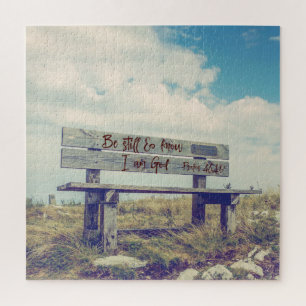 Be still and know I am God Bible Verse Bench Jigsaw Puzzle