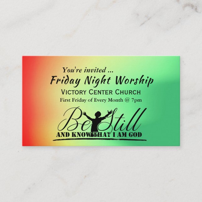 Be Still and Know I Am GOD Church Event Flier Business Card (Front)