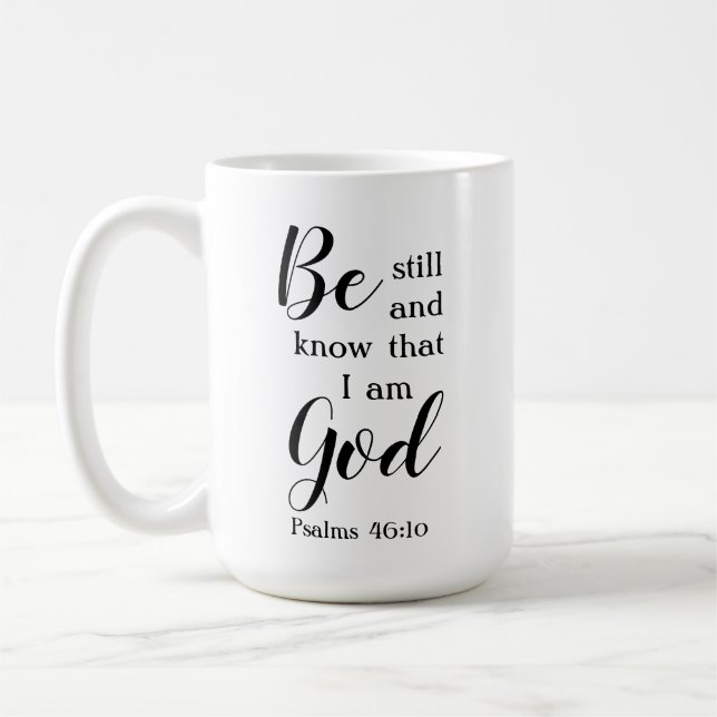 Be Still And Know | Personalized Script Name Gift Coffee Mug (Left)