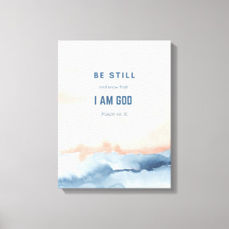 Be Still, and Know that I am God Grey and Blue Canvas Print