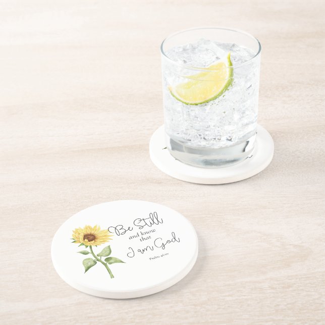 Be Still and Know that I am God Sunflower Coaster (Side)