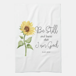 Be Still and Know that I am God Sunflower Kitchen Towel