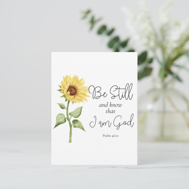 Be Still and Know that I am God Sunflower Postcard (Standing Front)