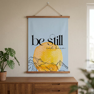 Be still & Know Inspirational Light Blue Tapestry