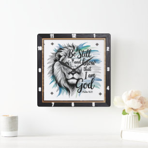 Be Still Lion of Judah Square Wall Clock