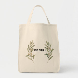 Be Still Minimalist Olive Branch Christian Tote Bag