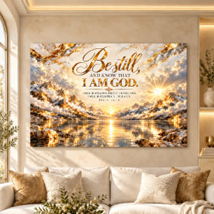 Be Still Psalm 46:10 Golden Mountain Wrapped Canvas Print