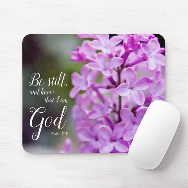 Be Still Psalm 46:10 Purple Lilac Flowers Mouse Pad (With Mouse)
