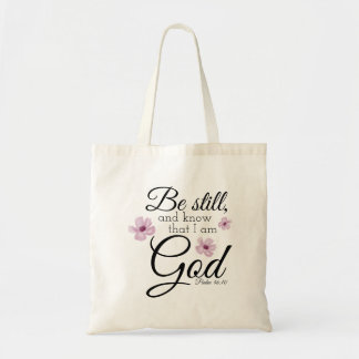 Be Still Psalm 46:10 Watercolor Purple Flowers Tot Tote Bag