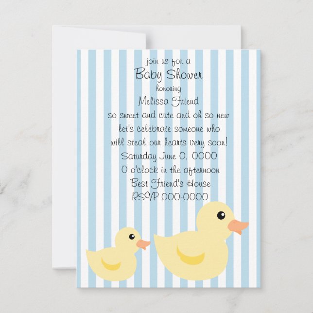 Be-striped Duck in Blue Invitation (Front)
