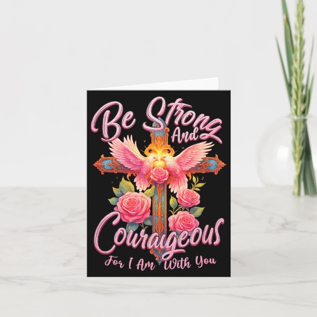 Be Strong And Courageous For I Am With You Angle W Card (Front)