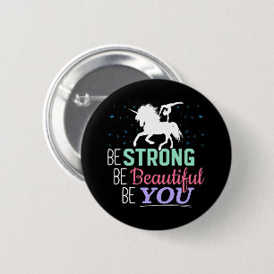 Be Strong Beautiful You - Gymnastics Unicorn 2 Inch Round Button