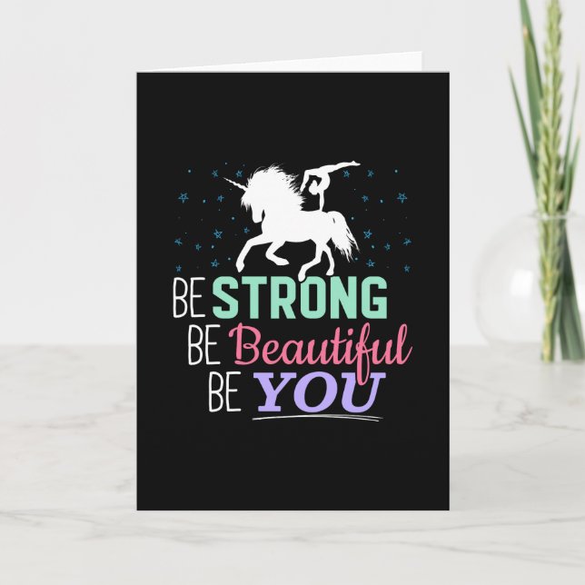 Be Strong Beautiful You - Gymnastics Unicorn Card (Front)