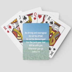 Be Strong & Courageous Beautiful Christian Beach Playing Cards