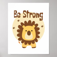 Be Strong Kawaii Funny Cute Lion Yellow and Brown 