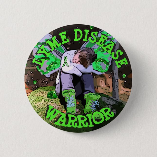 BE STRONG LYME DISEASE WARRIOR fairy  BUTTON (Front)