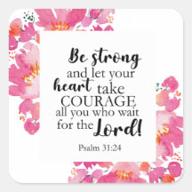 Be Strong & Take Courage Psalm Pink Floral Bible
