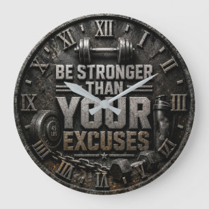 Be Stronger Than Your Excuses Home Gym Fitness Large Clock