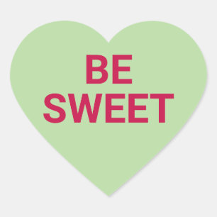 Be sweet green cute Valentine's Day conversation Heart Sticker