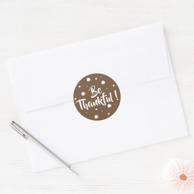 Be Thankful | Brown Thanksgiving brown stickers (Envelope)