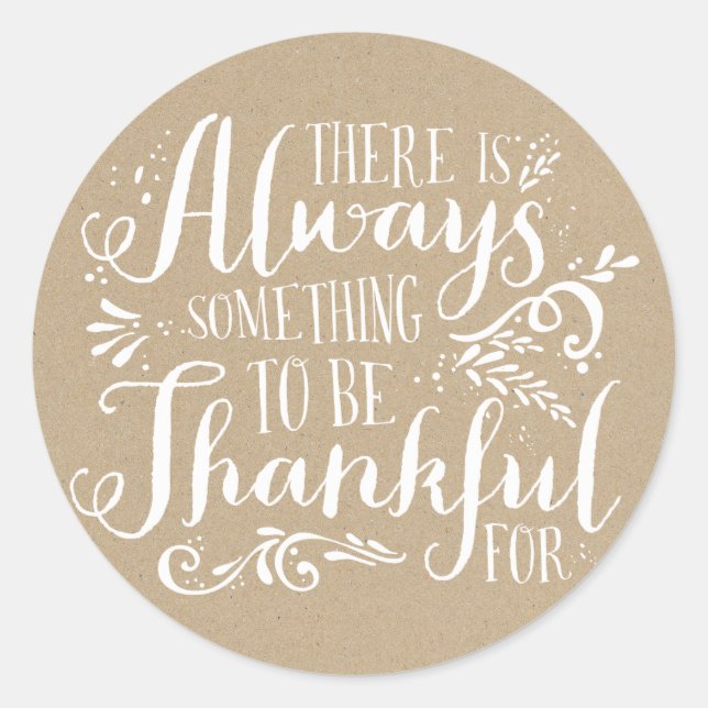 Be Thankful Faux Kraft Paper Thanksgiving Sticker (Front)