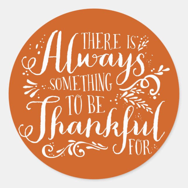 Be Thankful Script Orange Thanksgiving Sticker (Front)