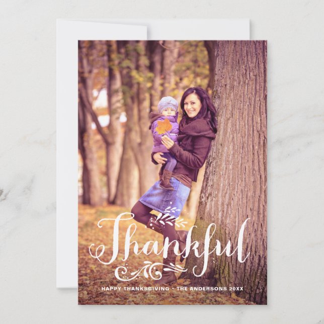 Be Thankful Whimsical Photo Happy Thanksgiving Holiday Card (Front)