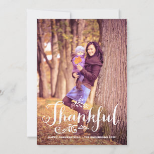 Be Thankful Whimsical Photo Happy Thanksgiving Holiday Card