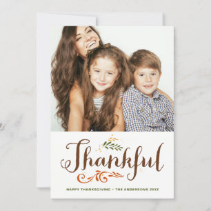 Be Thankful Whimsical Photo Happy Thanksgiving II Holiday Card