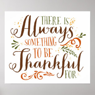 Be Thankful Whimsical Script   Thanksgiving Poster