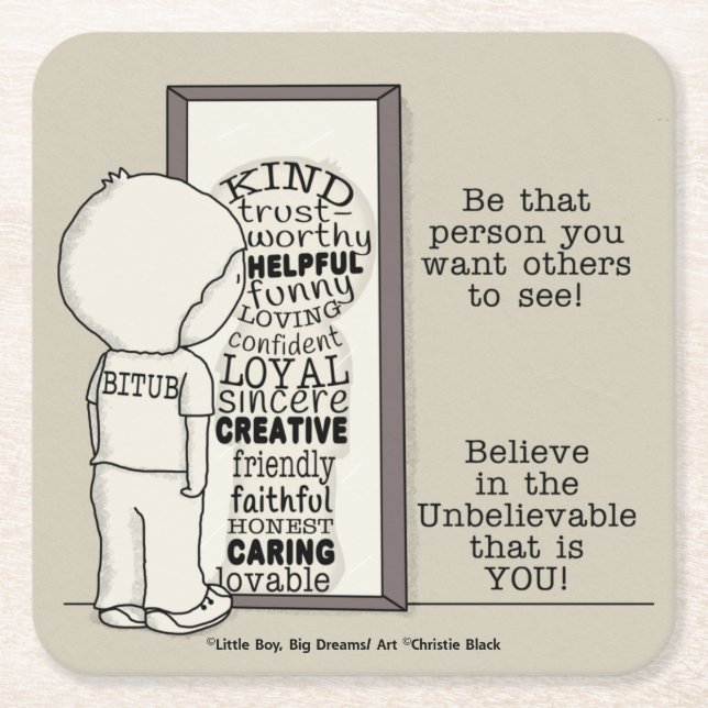 Be That Person Square Paper Coaster (Front)