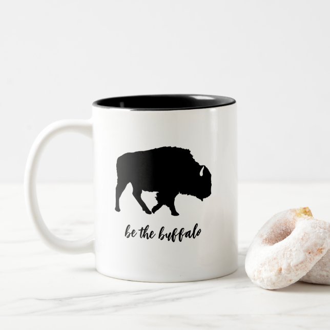 Be the Buffalo Silhouette  Two-Tone Coffee Mug (With Donut)