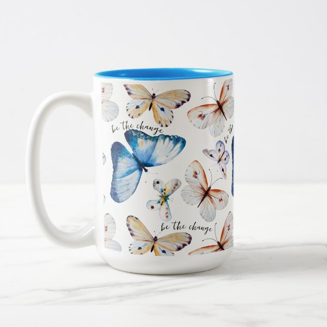 Be the Change Butterfly Two-Tone Coffee Mug (Left)